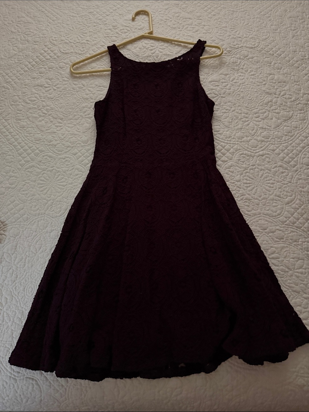 BB Dakota Sleeveless Lace Fit-and-Flare Dress in Deep Plum